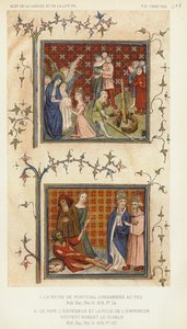 被判处火刑的葡萄牙女王、教皇、皇帝和皇帝的女儿（彩色石版画） 作者 法语学校