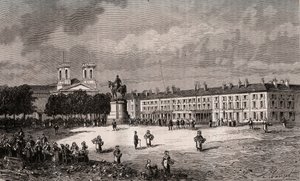 La Roche-sur-Yon (La Roche sur Yon) - Pays de la Loire - place Napoleon - engraving in "France illustree: geography, history, statistics administration" by V.-A. Malt-Brown.Malt-Brown.1884 作者 法语学校
