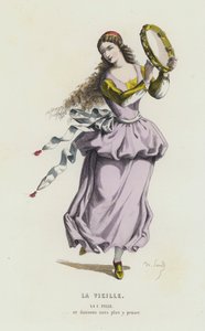 La Vieille（彩色雕刻）。 作者 法语学校