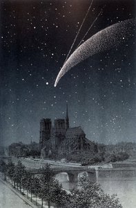 多纳蒂彗星，于 1858 年 4 月 10 日在巴黎看到 - 在 Amédée Guillemin 的“Le Ciel”中，巴黎阿歇特 作者 法语学校