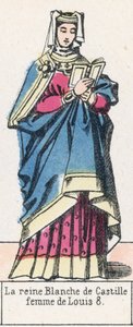La reine Blanche de Castille, femme de Louis 8 (coloured engraving) 作者 法语学校