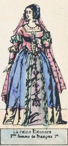 La reine Eleonore, 2me femme de Francois 1er (coloured engraving) 作者 法语学校