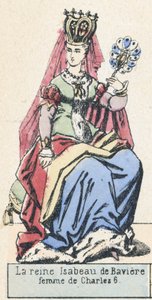 La reine Isabeau de Baviere, femme de Charles 6 (coloured engraving) 作者 法语学校