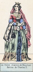 查理五世之妻珍妮·德·波旁王后（彩色版画） 作者 法语学校