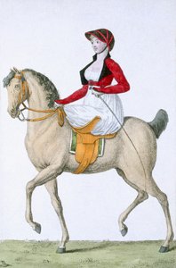 来自Costumes Parisien的女士骑行侧身，发表在Journal des Dames et des Modes，1798 作者 法语学校
