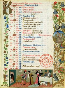 Lat 1173 f.1 January;来自Angouleme查尔斯时间的Robinet Testard的饮食人士 作者 法语学校