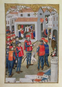 Lat 6067 fol.33v耶路撒冷圣约翰骑士准备捍卫罗德斯，由罗德斯围攻历史，Guillaume Caoursin，1483年 作者 法语学校