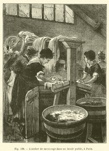 巴黎公共洗手间的皂洗车间（版画） 作者 法语学校