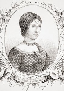 Laura de Noves，来自古代和现代世界历史，出版于斯特拉斯堡 c.1860（雕刻） 作者 法语学校