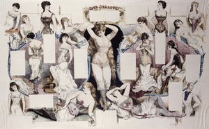 关于女性内衣的文章的布局插图，来自La Vie Parisienne，1870年 作者 法语学校