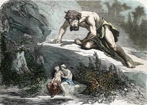 “Le Cyclops Polypheme surprising Galatee et Acis” (engraving) 1864 作者 法语学校