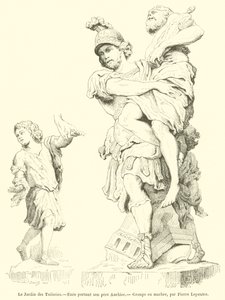 杜乐丽花园，Enee 背着她的父亲 Anchises（版画） 作者 法语学校