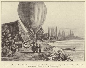 1870 年 11 月 9 日晚上，带着沙袋压舱物的 Le Jean Bart 在塞纳河畔的 Heurteauville 度过 作者 法语学校