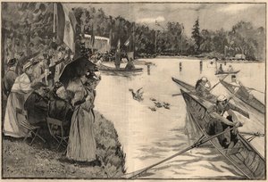 Le Lendit de Paris: School regates at the grand lac du bois de Boulogne - 1894年根据Lunel先生的绘图绘制的版画。 作者 法语学校