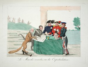 结论性的三月，或投降，出版。1814年（手绘版画 作者 法语学校
