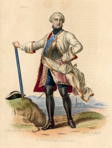 Le Marechal de Saxe（彩色雕刻）。 作者 法语学校