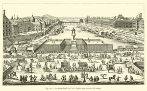 1702年的Pont Neuf，经过一段时间的雕刻 作者 法语学校