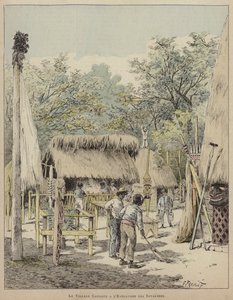 Esplanade des Invalides 的 Village Canaque（彩色雕刻） 作者 法语学校