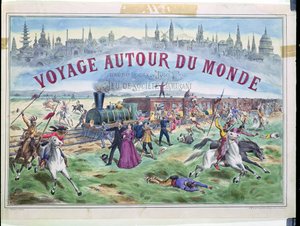 Le Voyage Autour du Monde，Jules Verne（1828-1905）80天环游世界游戏的封面 作者 法语学校