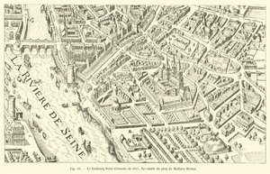 1615年的Faubourg Saint-Germain，传播了Mathieu Merian的计划 作者 法语学校