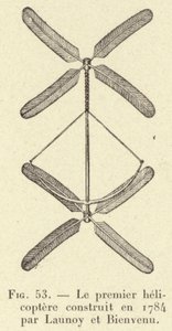 Le premier helicoptere construit en 1784 par Launoy et Bienvenu (engraving) 作者 法语学校