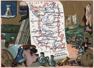 Les Deux Sevres（德塞夫尔，79），Poitou Charente（普瓦图-夏朗德），法国。尼奥尔的天使。关于法国各省的系列。彩色石版画（Chromo）"地理线"，约1920年。私人收藏。 作者 法语学校