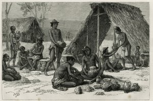 Les Indiens Galibis（或 Kalinas）制作陶器，由 D.Maillart 雕刻，以说明法国海军博士 Jules Crevaux 博士于 1876 年至 1877 年在圭亚那内陆探险的航行，发表于世界之旅 , 在 o 方向下 作者 法语学校