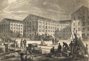 Les docks de Rouen en 1866 - 1866年的鲁昂码头 - 雕刻品 作者 法语学校