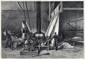 Les grandes usines - Dyeing erie Boutarel a Clichy la Garenne - Le mesh des Etoffes - 1869年的版画。 作者 法语学校