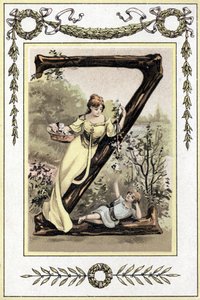 Letter representing a mother and her son, late 19th century (chromolithograph) 作者 法语学校