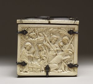 一个棺材的盖子描绘了“爱和骑士骑士的城堡”，c.1330-50 作者 法语学校