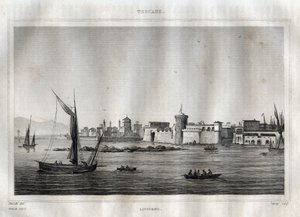 利沃诺--利沃诺--托斯卡纳--来自M.de Norvins, Ch. Nodier 1834-1836的 "意大利风景画 "的版画。 作者 法语学校