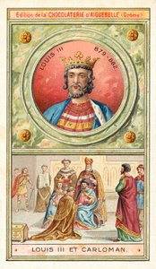 Louis III and his younger brother Carloman II, joint kings of France, 9th Century (chromolitho) 作者 法语学校