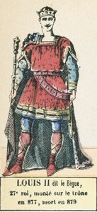 Louis II dit le Begue, 27e roi, monte sur le trone en 877, mort en 879 (coloured engraving) 作者 法语学校