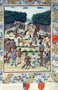 Louis Malet（1441-1516）Seigneur de Graville，1493年后从Terrier de Marcoussis狩猎野猪 作者 法语学校