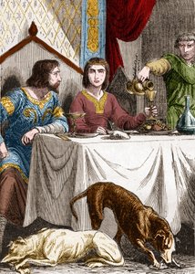 Louis VII the Young or the Pious (1120-1180) with his wife Alienor of Aquitaine (1122-1204) (or Eleonore of Guyenne). 作者 法语学校