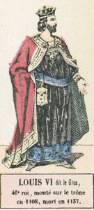 路易六世 dit le Gros，第 46 代国王，1108 年即位，卒于 1137 年（彩刻） 作者 法语学校