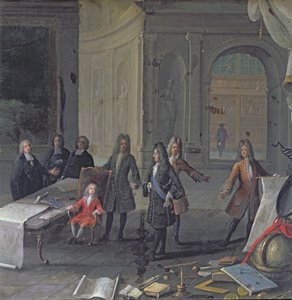 路易十四参加了他的曾孙，未来的路易十五，1715年的课程 作者 法语学校