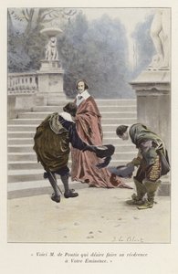 Louis de Pontis被介绍给17世纪红衣主教Richelieu 作者 法语学校