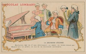 Ludwig van Beethoven在17岁时在钢琴上演奏 作者 法语学校