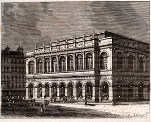 里昂。Le Grand Theatre - 雕刻在V.A. Malt-Brown的 "La France illustree: geography, history, statistical administration "中。1884 作者 法语学校