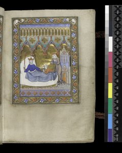 MS 300 f.IVr，来自法国伊莎贝拉的诗篇和时辰的对开页，巴黎，约 1265-70 年（羊皮纸上的钢笔和墨水以及蛋彩画） 作者 法语学校