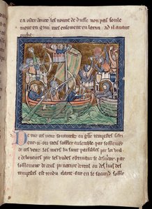 MS Marlay添加1 f.86页文字，照亮海战，来自De Re Militari，c.1270 作者 法语学校