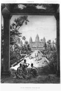 吴哥窟的主要门面，插图来自印度支那的探险之旅阿特拉斯，1866年至1868年由Doudart de Lagree出版，1873年出版，巴黎，阿歇特 作者 法语学校