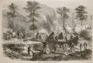 制作木炭火药，插图来自卡塞尔斯法国和德国之间的战争历史，1870-1871 作者 法语学校