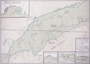 从非洲之角和也门到吉达的红海南部部分的手稿地图，约1740年 作者 法语学校