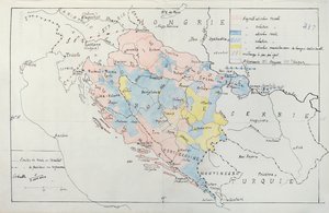 1910年波斯尼亚地图及少数民族占领地区的详细信息（笔，墨水和卫生）