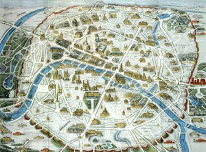 巴黎地图描绘城市着名的纪念碑，1882年