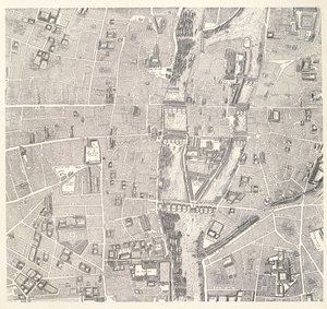 巴黎地图显示Ile de la Cite，来自Latlas de Paris的Jean de la Caille，1714年