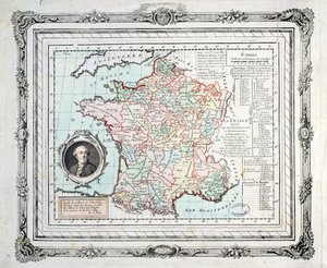 法国地区和地区的地图，被称为Carte de Necker，1789年